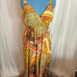 SHEIN Orange Yellow Sleeveless Sundress Maxi